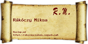 Rákóczy Miksa névjegykártya